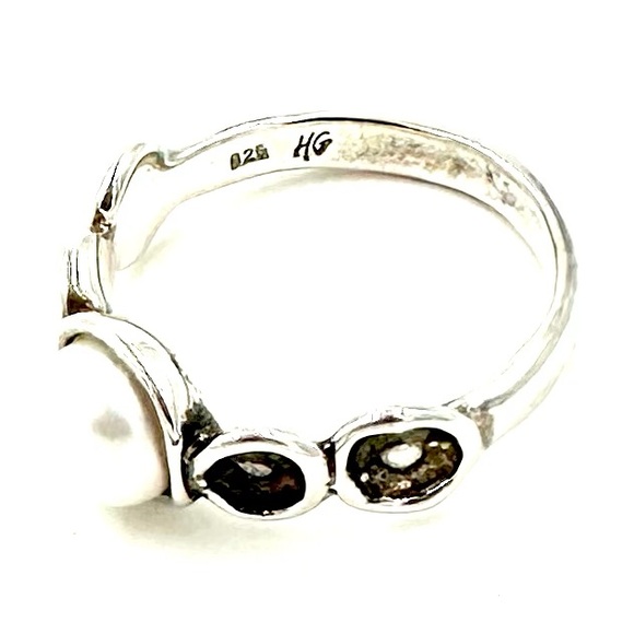 Vintage Sterling Silver Pearl Ring Size 8.5 HG Hagit Gorali Israel - Picture 5 of 9